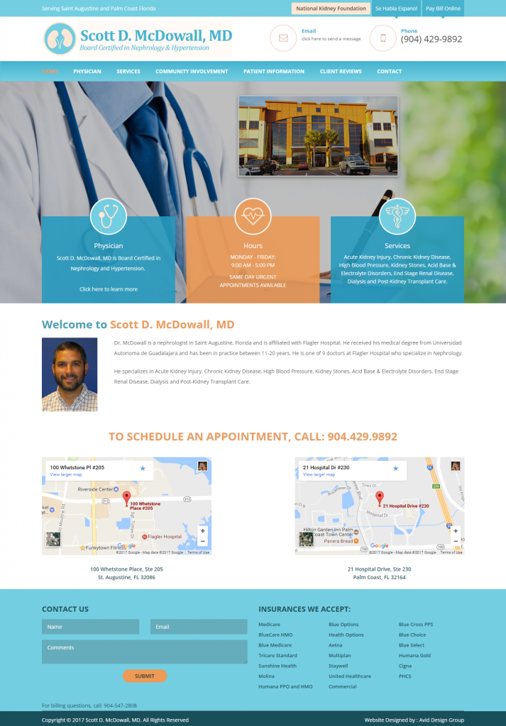 Dr. Scott McDowall, Scott D McDowall, MD, Avid Design Group, st. augustine website design, website design st. augustine, affordable website design, professional website design, graphic design