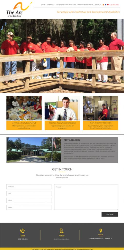 The Arc of the Big Bend, Avid Design Group, Affordable website design, st. augustine website design, website designers st. augustine, web design, graphic design st. augustine, print design st. agustine