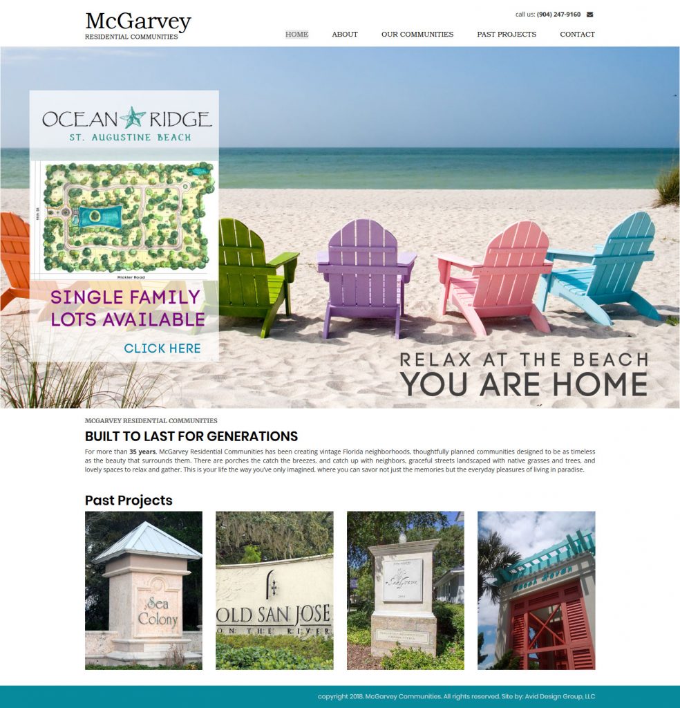 McGarvey Residential Communities, Avid Design Group, affordable website design, website design st. augustine, st. augustine website designers, web design, responsive design, SEO Services, web hosting