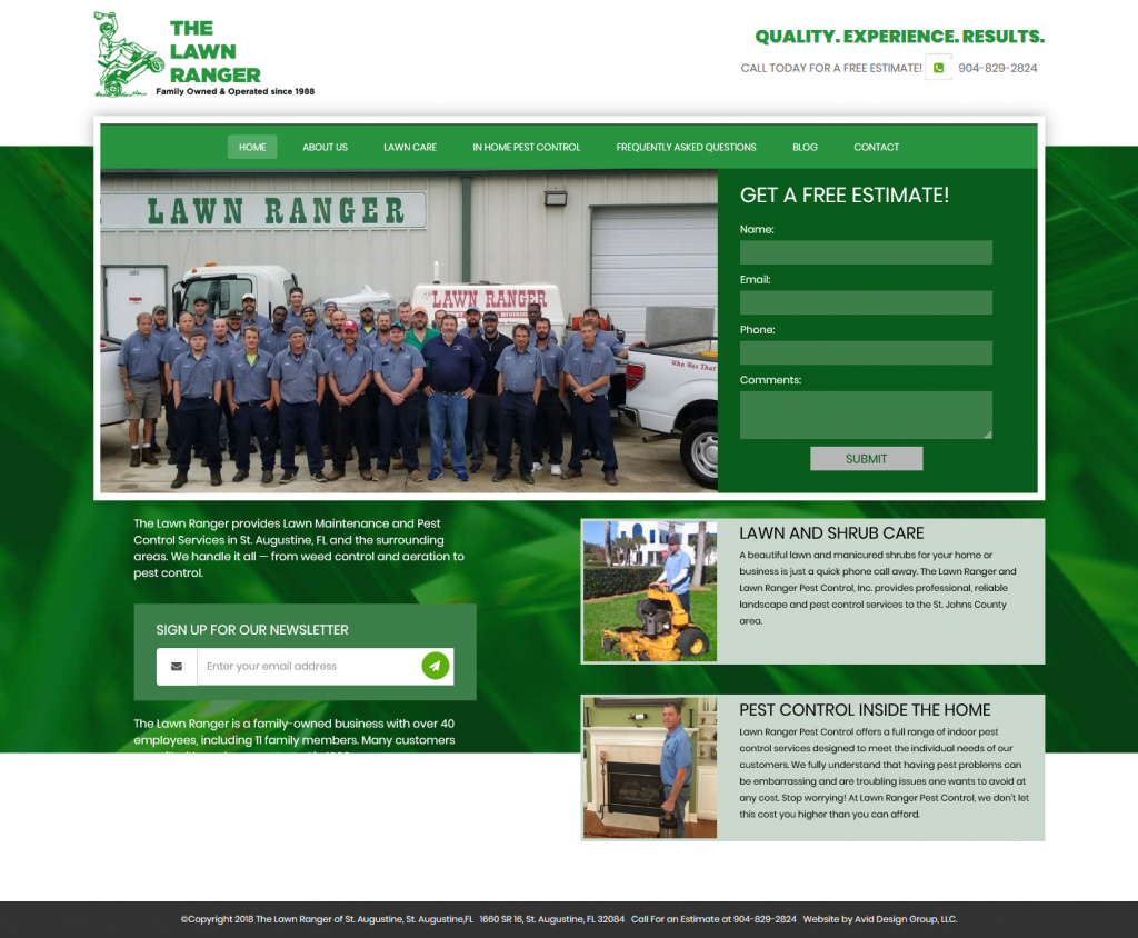The Lawn Ranger, Avid Design Group, affordable website design, website design st. augustine, st. augustine website designers, web design, responsive design, SEO Services